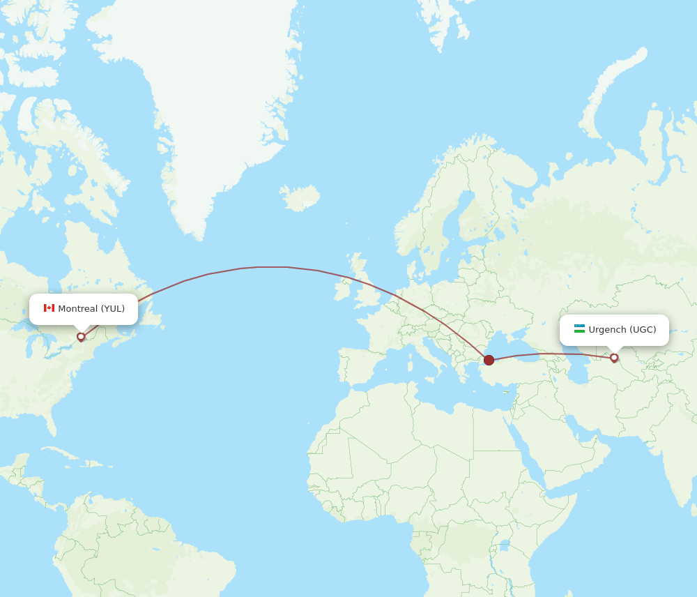 UGC-YUL flight routes