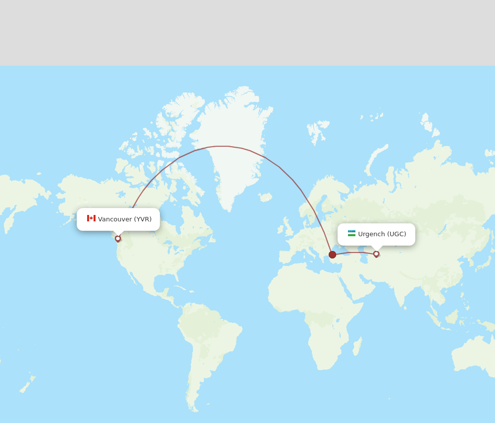 UGC-YVR flight routes