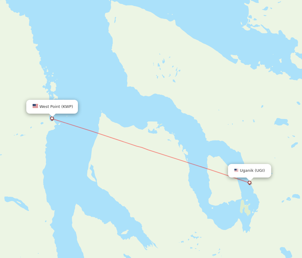 UGI to KWP flights and routes map