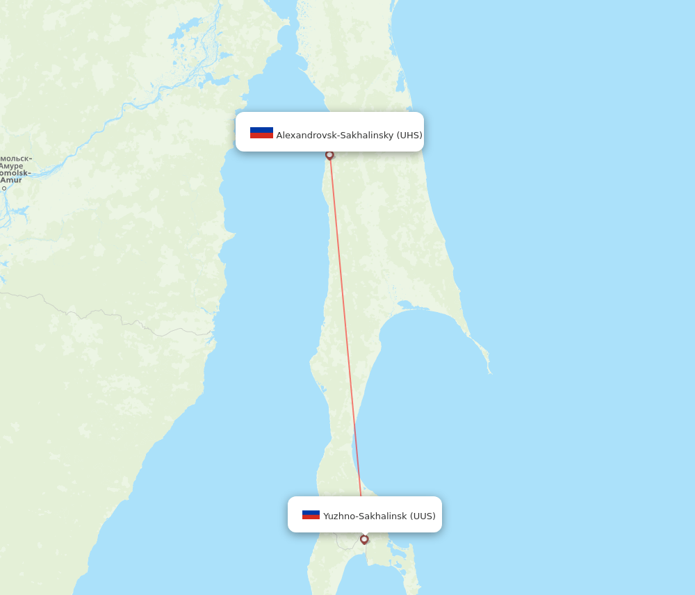 Aleksandrovsk-Sakhalinkiy - Yuzhno-Sakhalinsk route map and flight paths