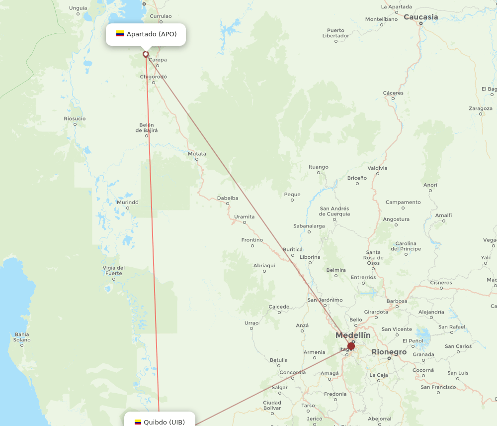 UIB to APO flights and routes map