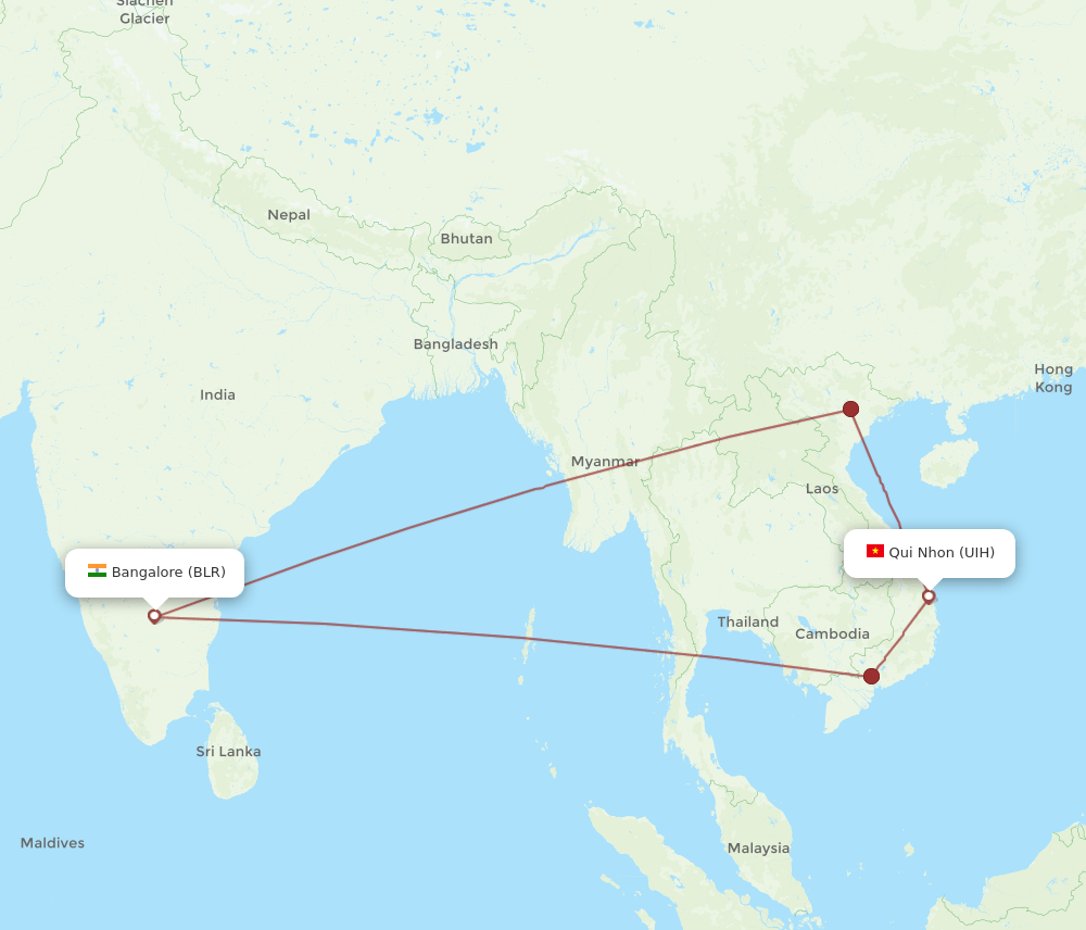 UIH-BLR flight routes
