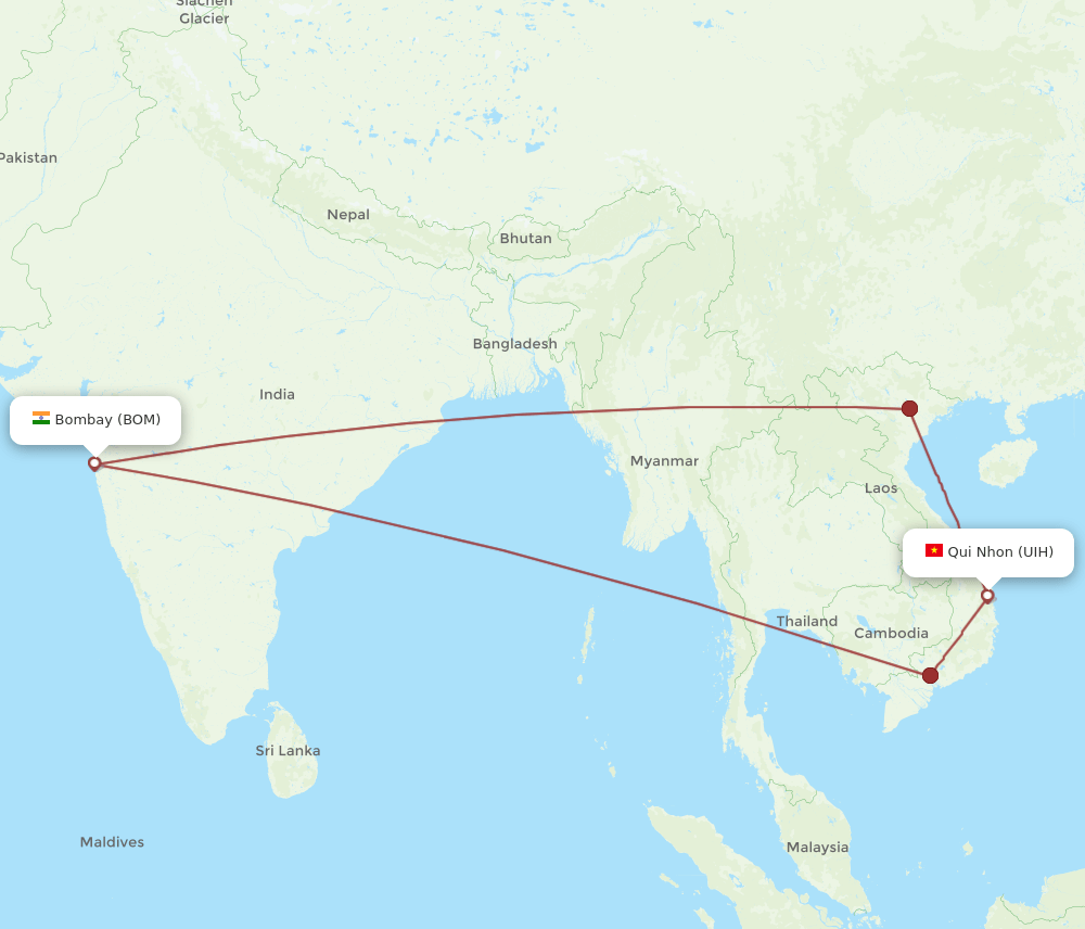 UIH-BOM flight routes