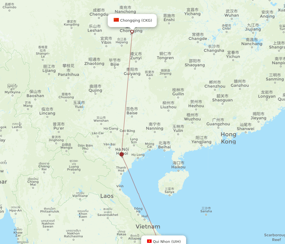UIH-CKG flight routes