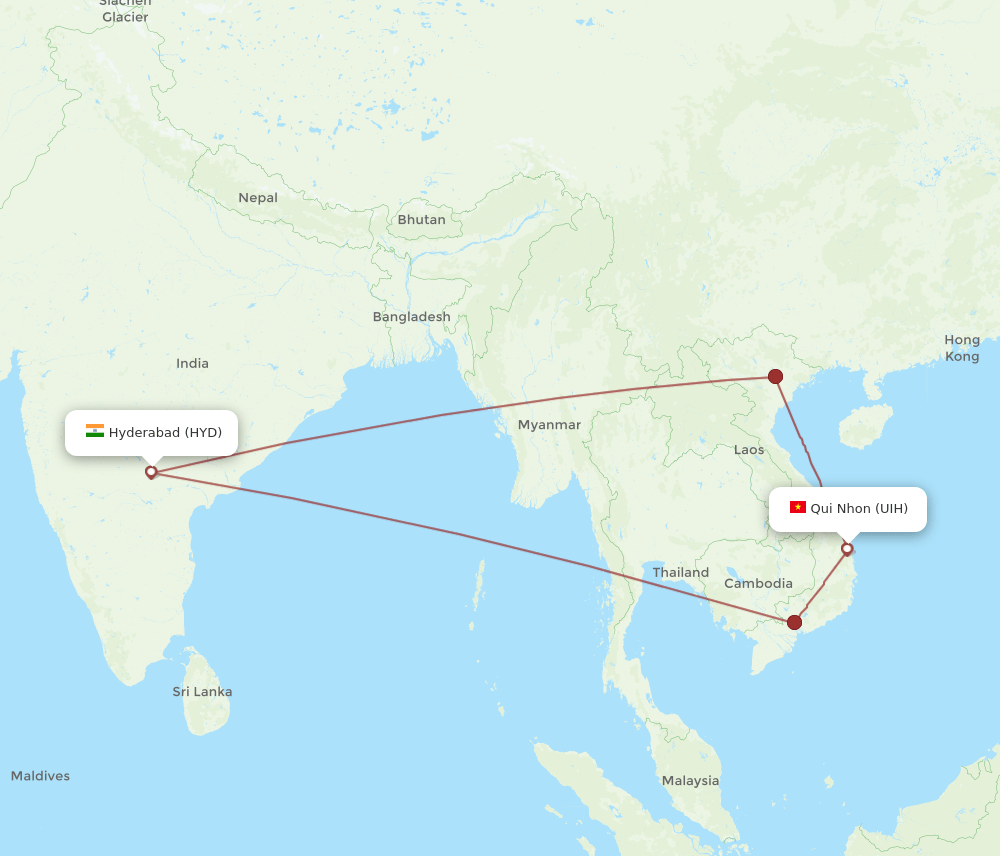 UIH-HYD flight routes