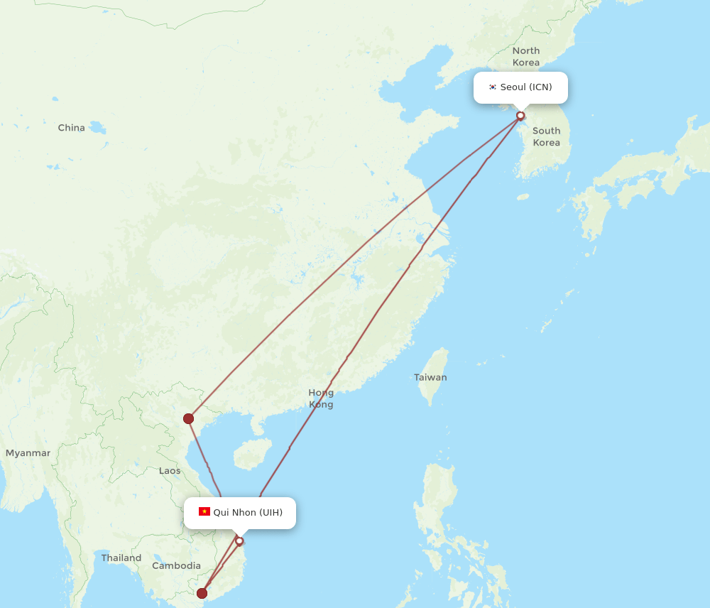 UIH to ICN flights and routes map