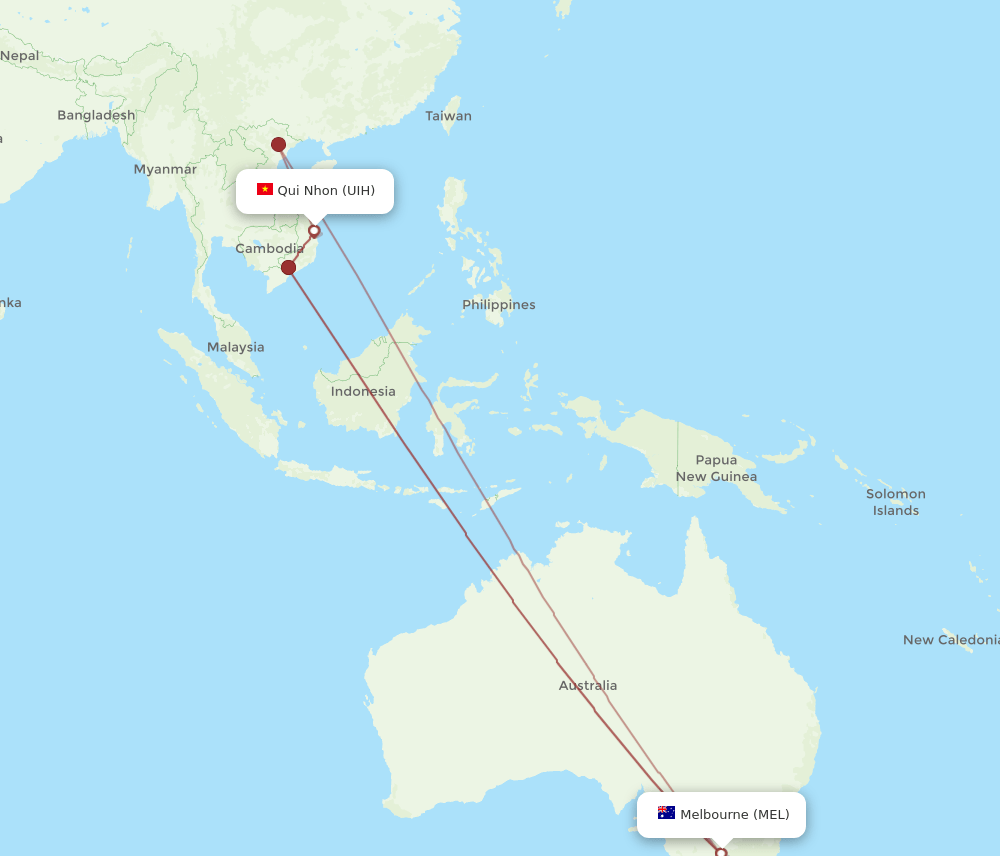 UIH to MEL flights and routes map