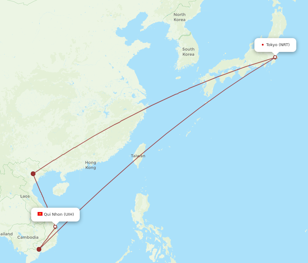 UIH to NRT flights and routes map