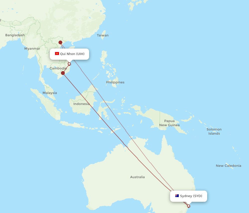 UIH-SYD flight routes
