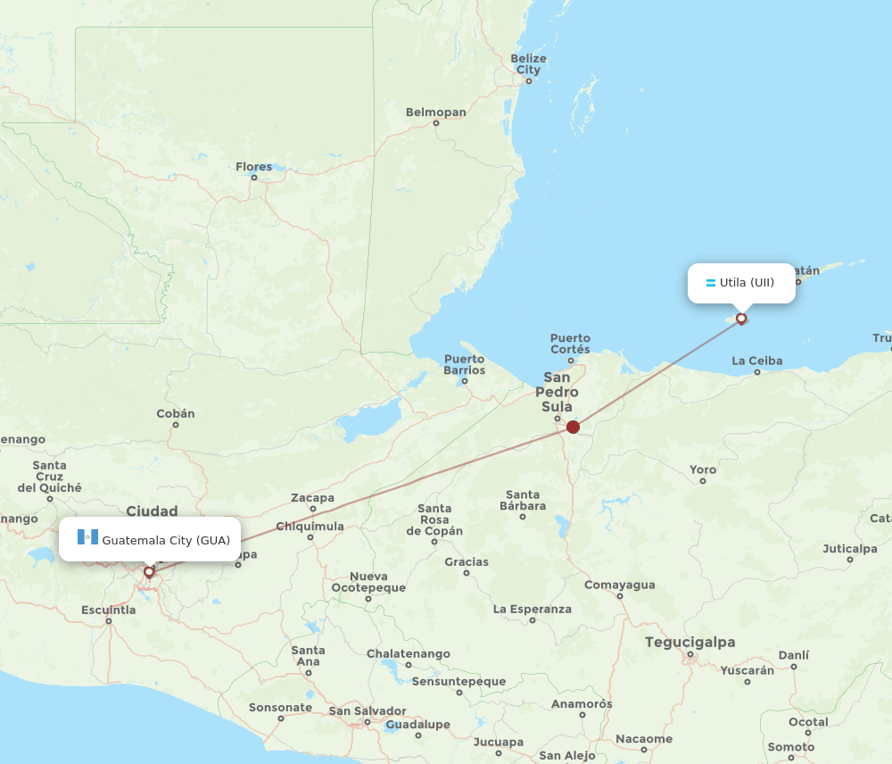 UII-GUA flight routes