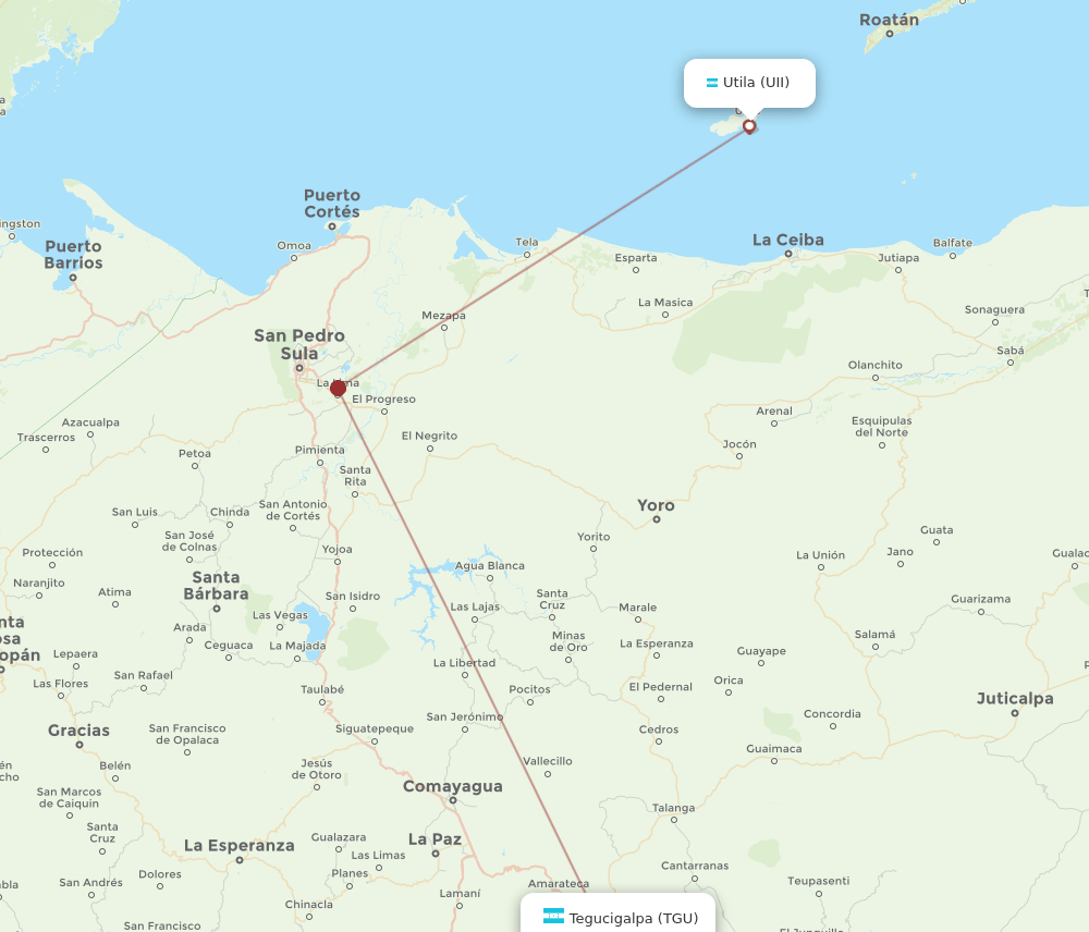 UII-TGU flight routes