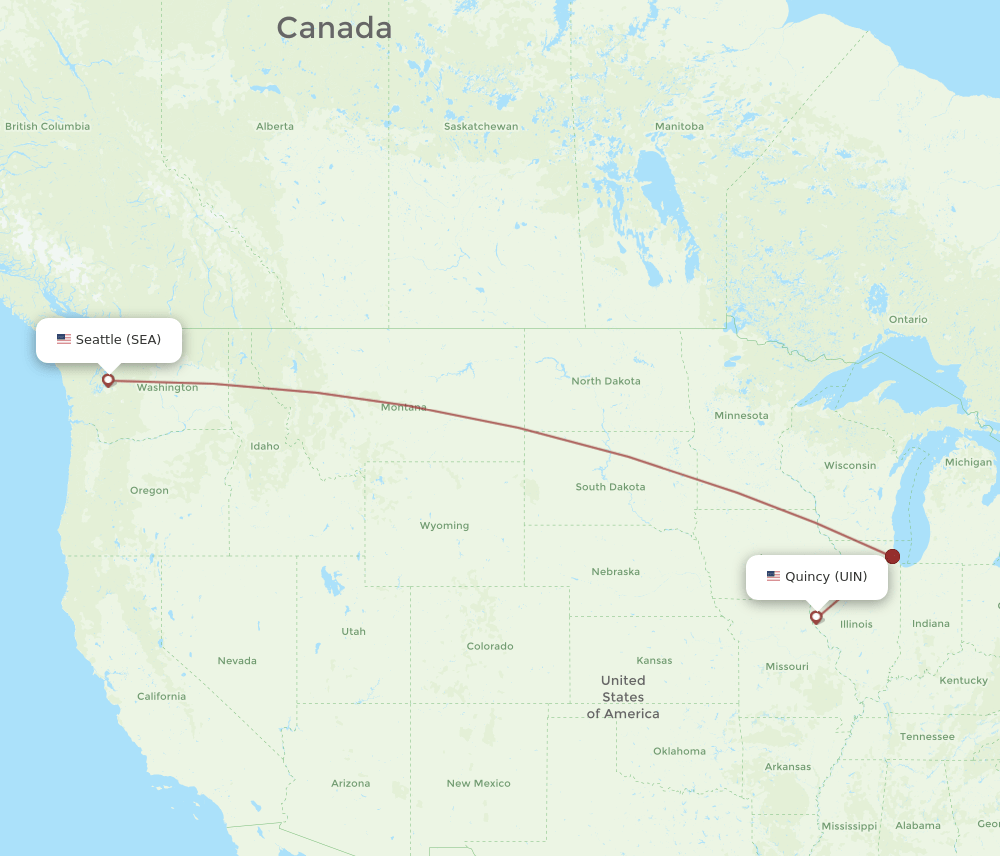 UIN-SEA flight routes