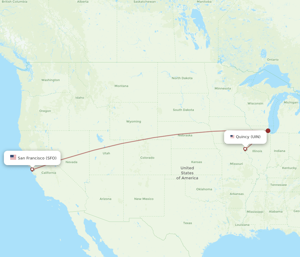 UIN-SFO flight routes