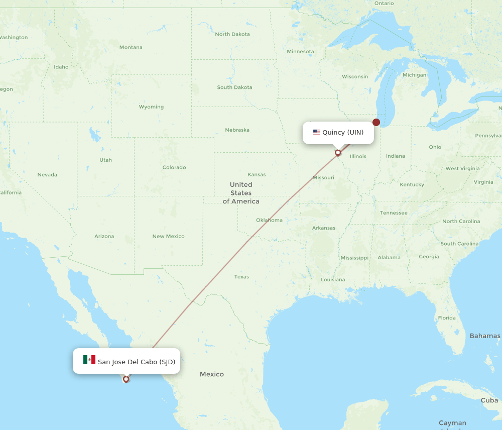 UIN to SJD flights and routes map