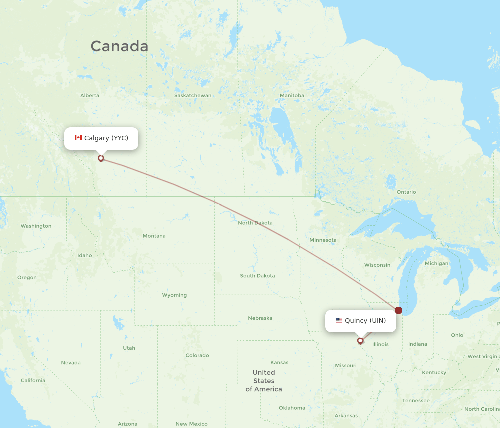 UIN-YYC flight routes