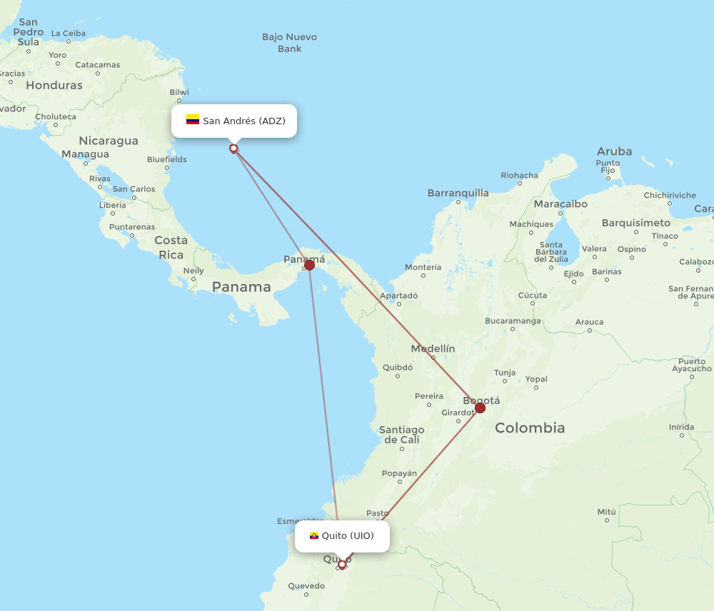 UIO-ADZ flight routes