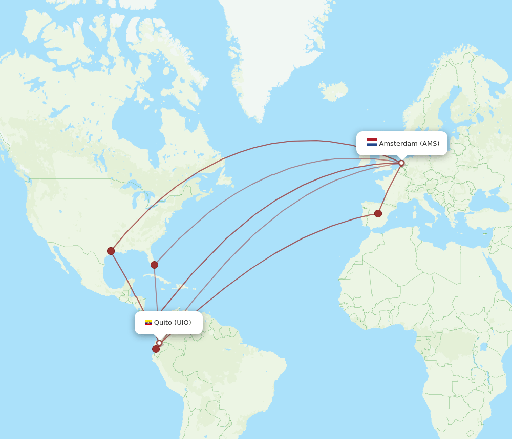UIO-AMS flight routes
