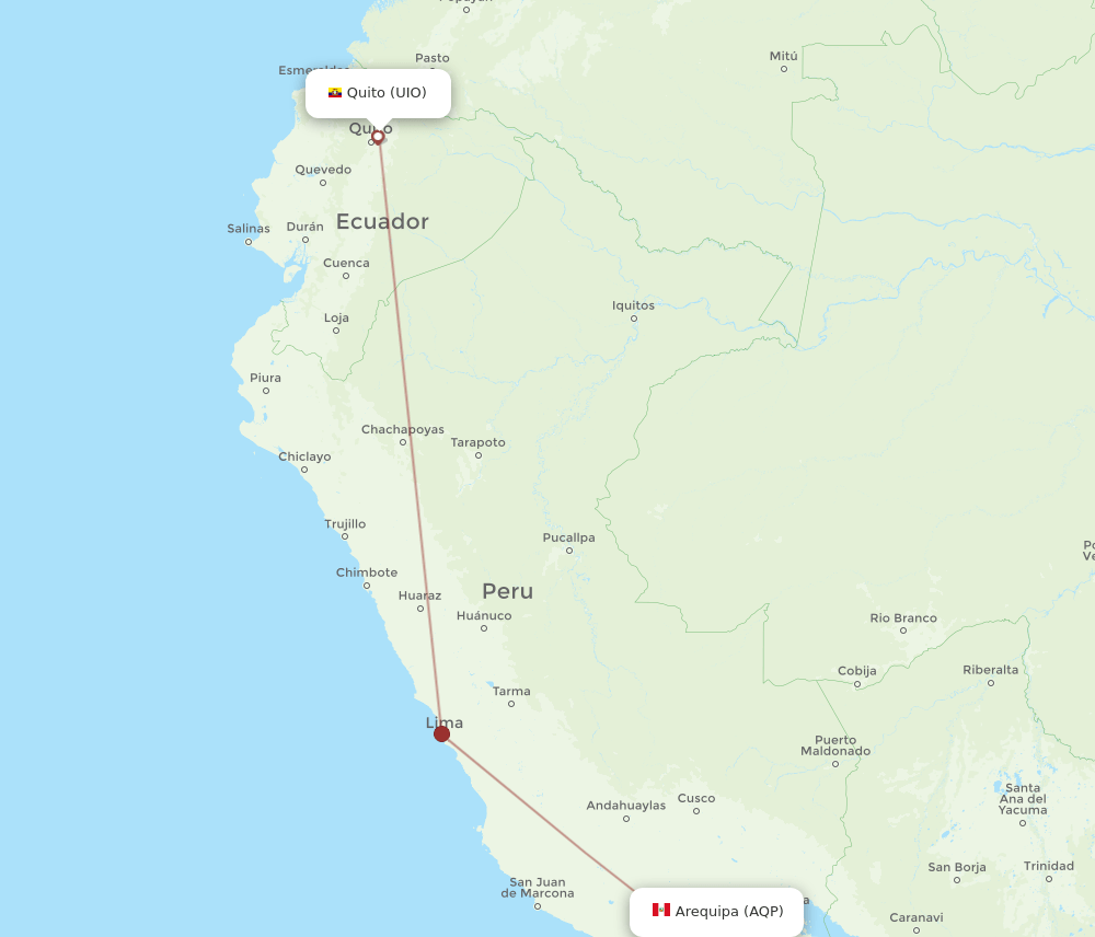 UIO to AQP flights and routes map