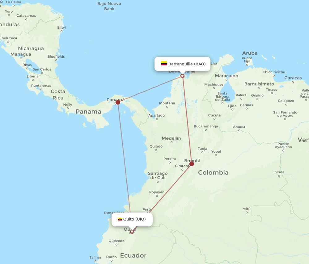 UIO-BAQ flight routes
