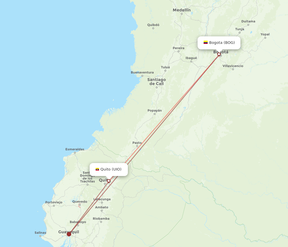 UIO to BOG flights and routes map