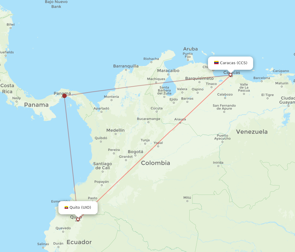UIO to CCS flights and routes map