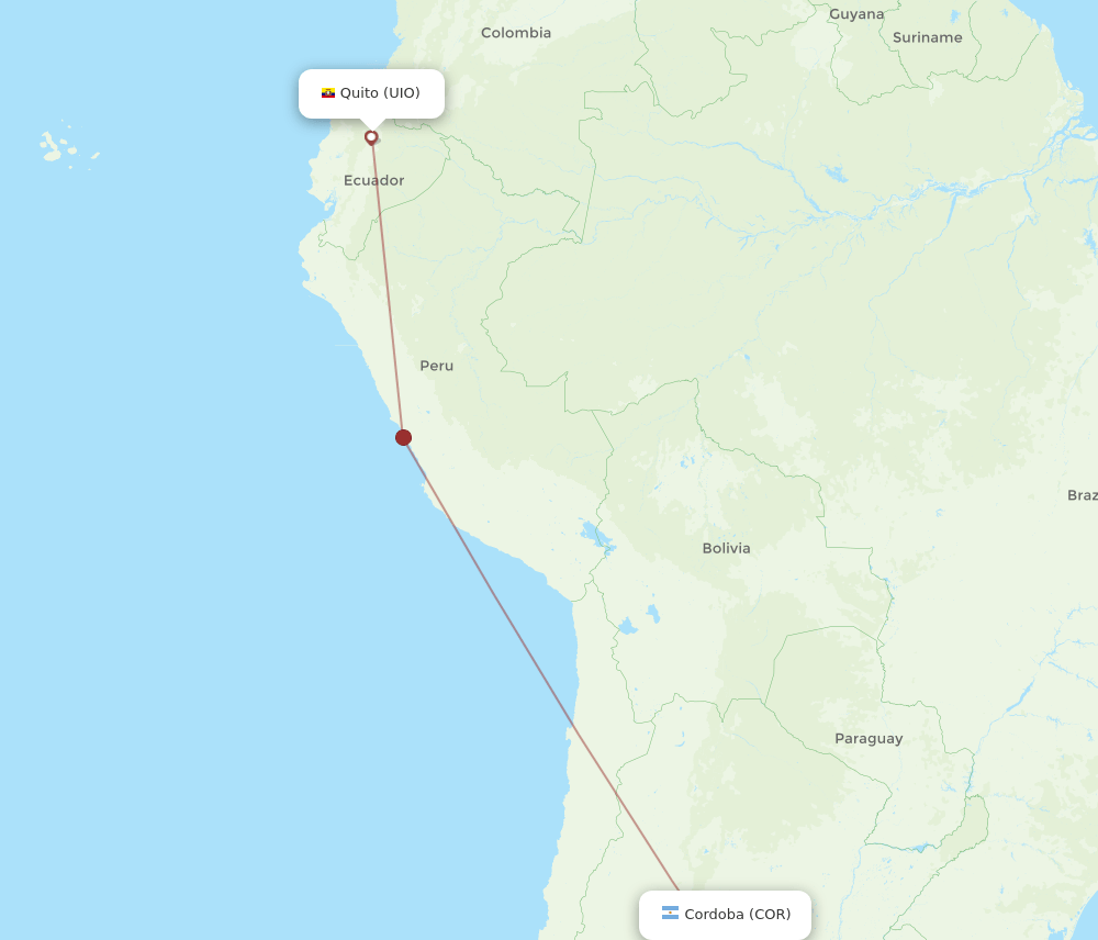 UIO to COR flights and routes map