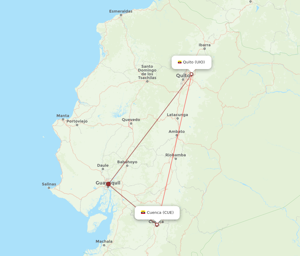 UIO to CUE flights and routes map