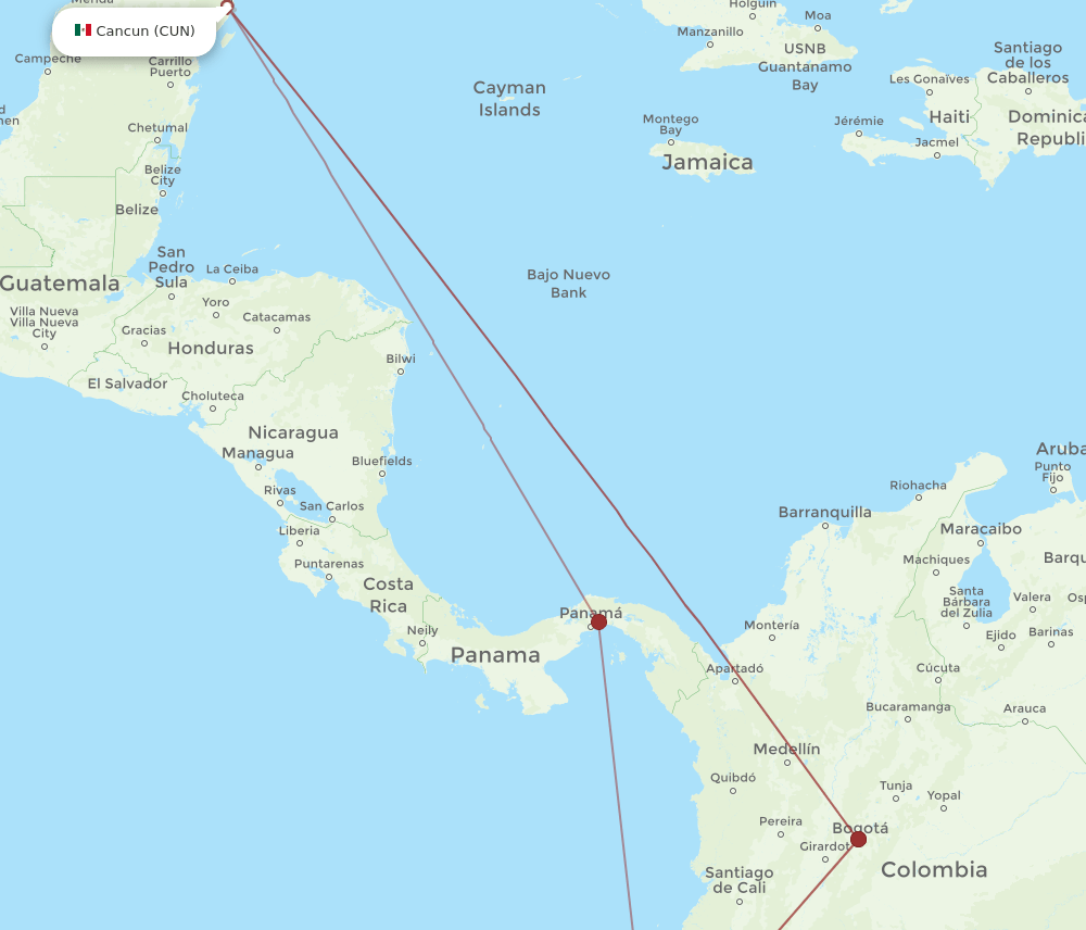 UIO-CUN flight routes