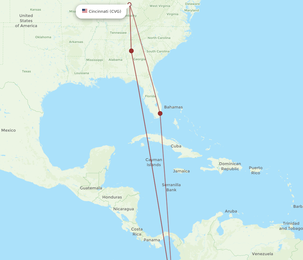 UIO-CVG flight routes