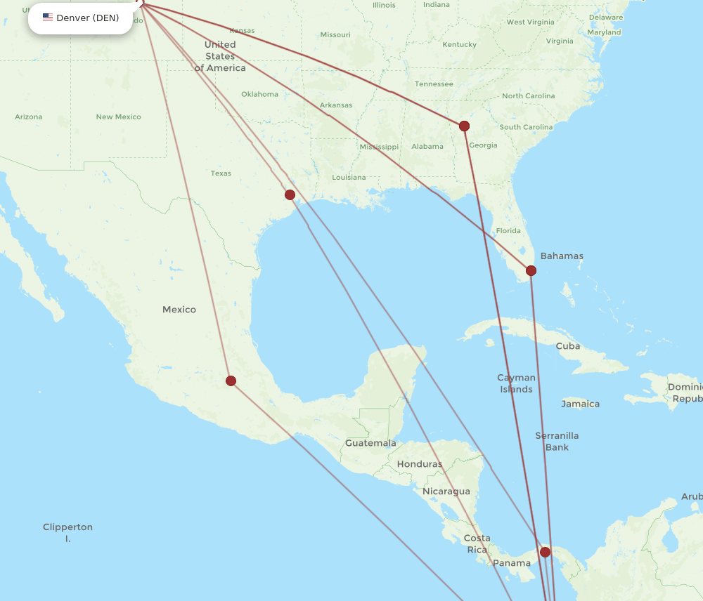 UIO-DEN flight routes