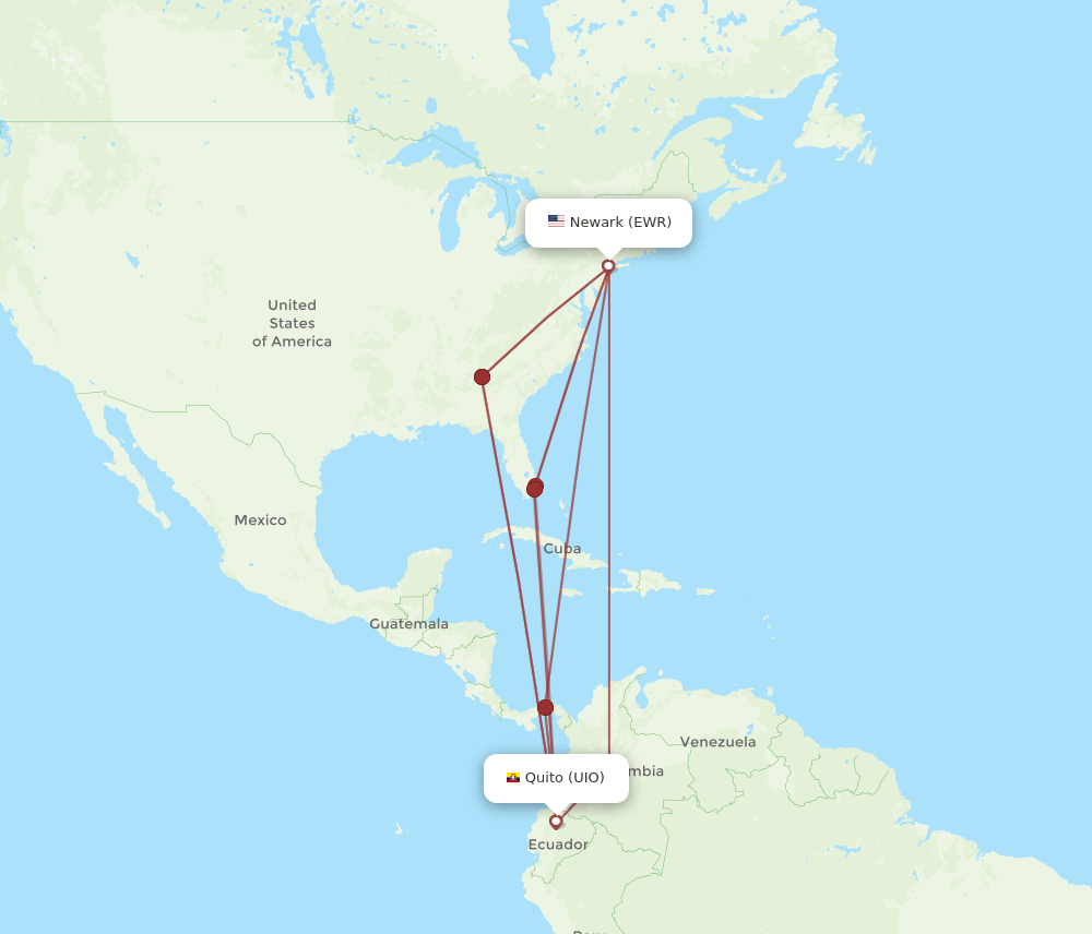 UIO-EWR flight routes
