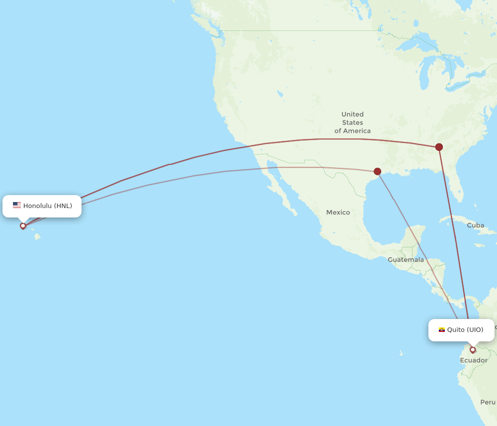 HNL to UIO flights and routes map