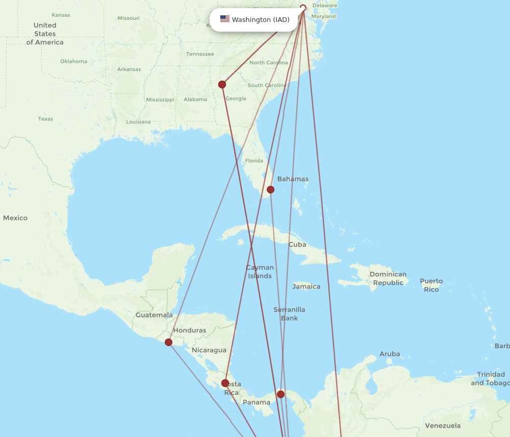 UIO-IAD flight routes