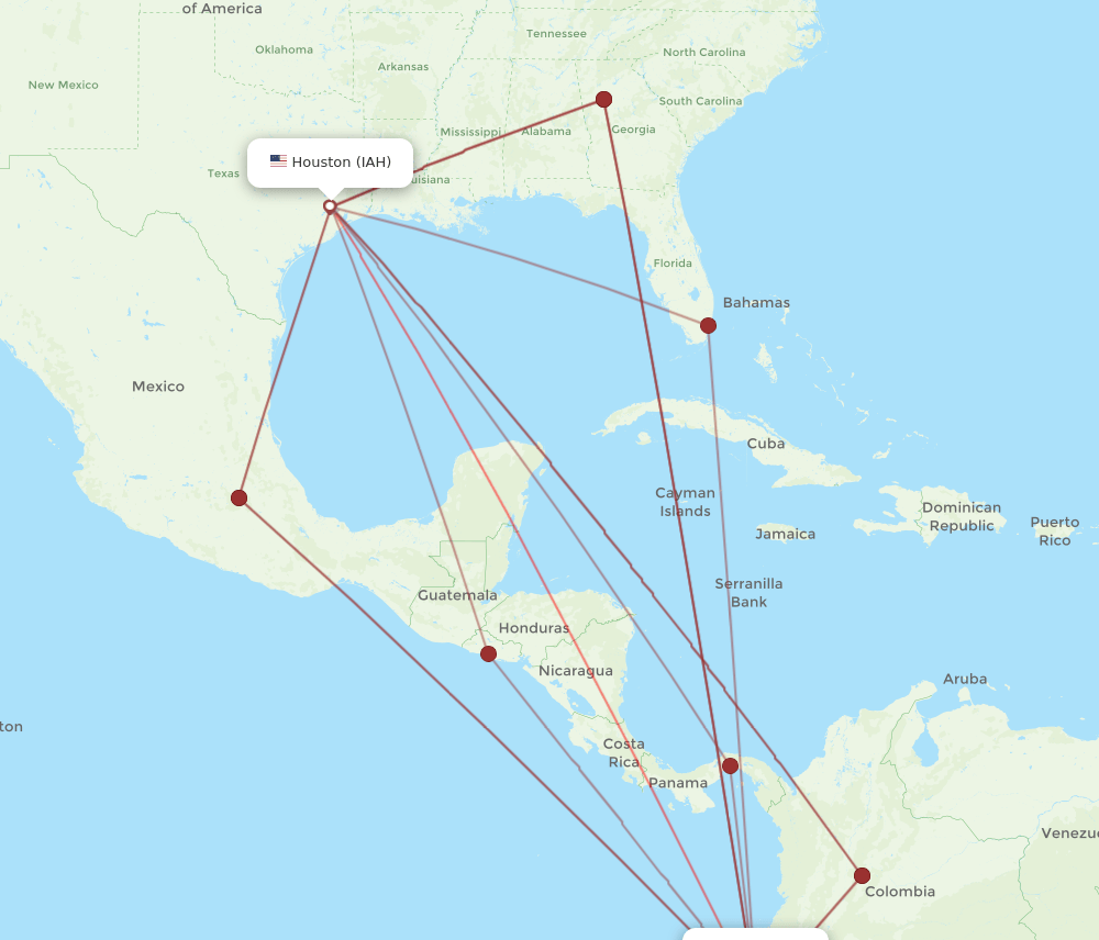 UIO-IAH flight routes