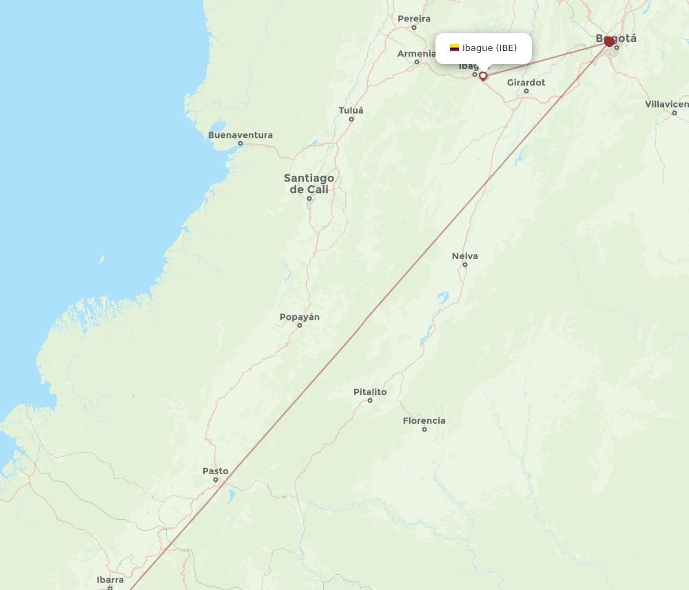 UIO to IBE flights and routes map
