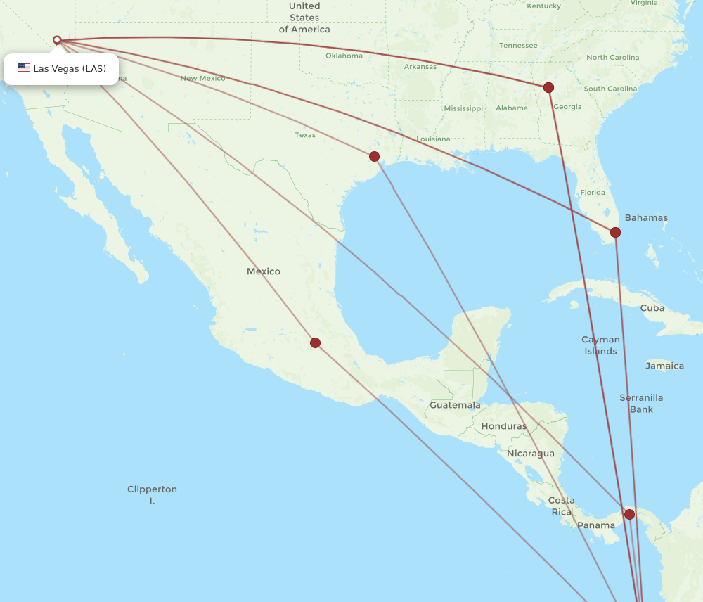 UIO-LAS flight routes