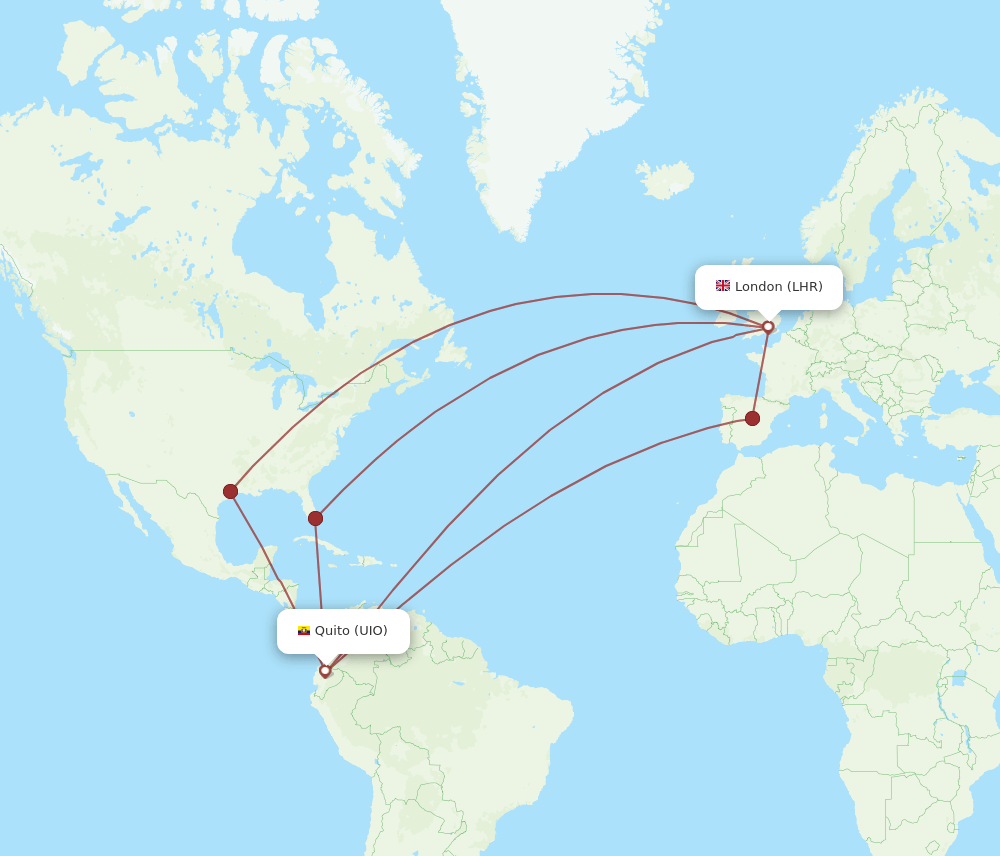 UIO-LHR flight routes