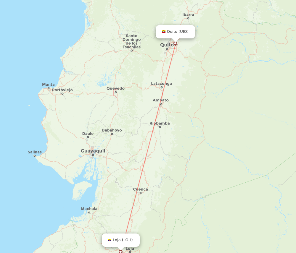UIO to LOH flights and routes map