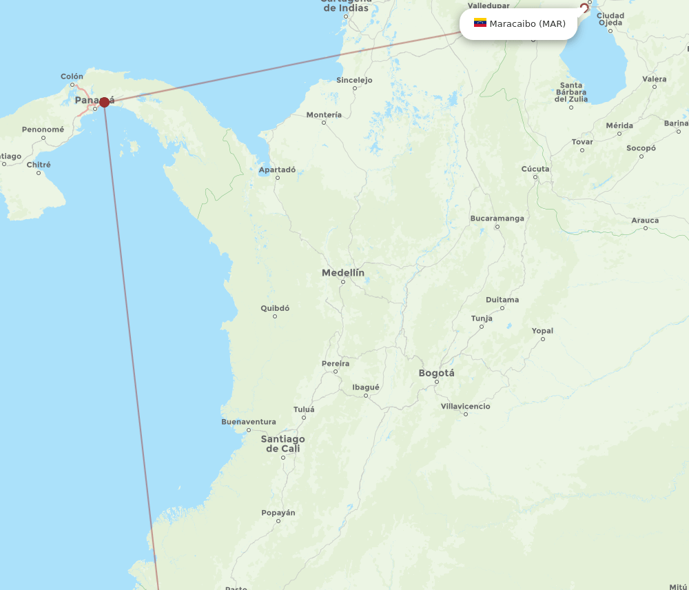 UIO to MAR flights and routes map