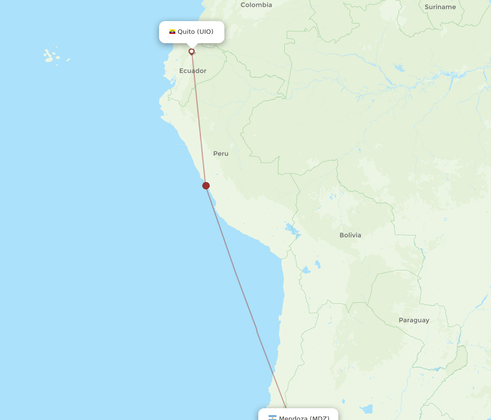 UIO to MDZ flights and routes map