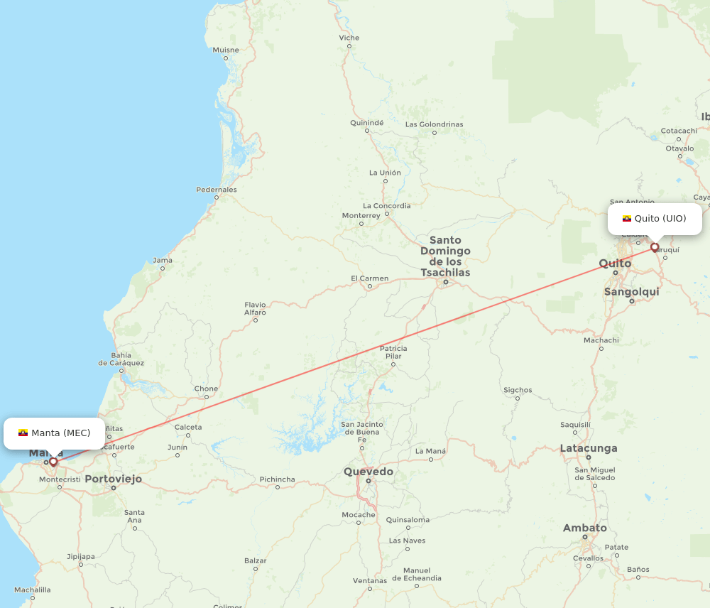 Quito - Manta route map and flight paths