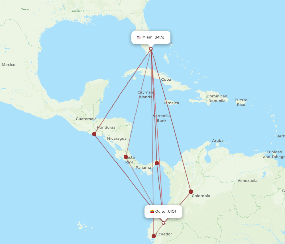 UIO-MIA flight routes
