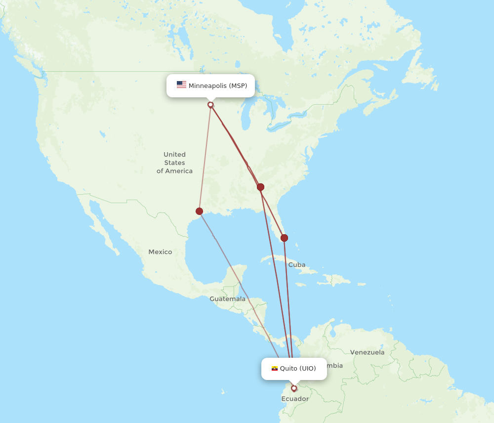 UIO-MSP flight routes