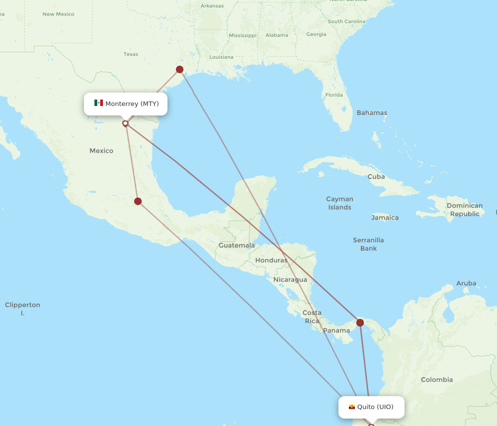 UIO-MTY flight routes