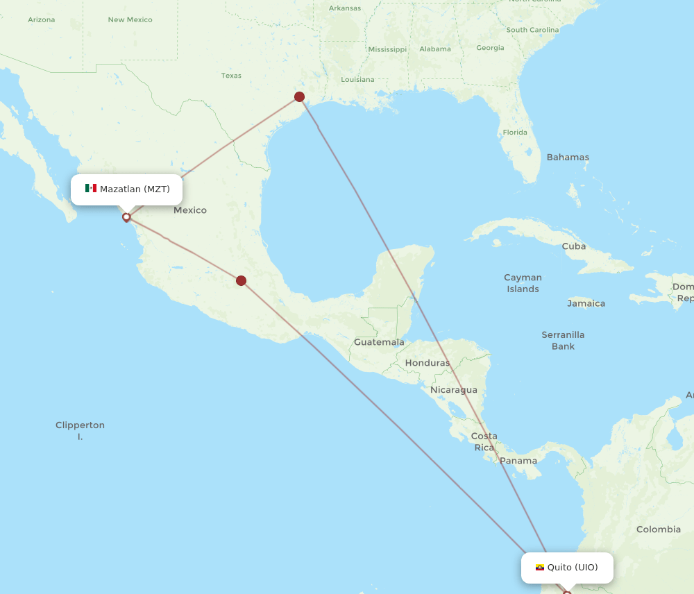 UIO-MZT flight routes