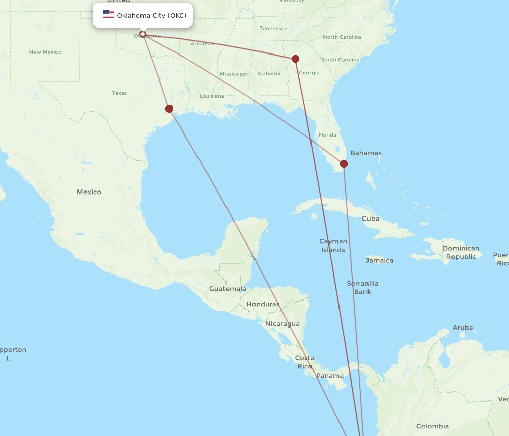 UIO-OKC flight routes
