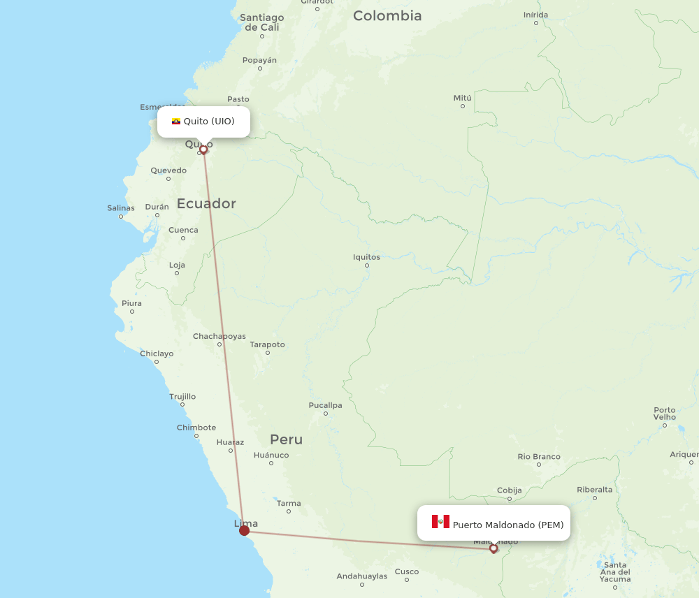 UIO to PEM flights and routes map