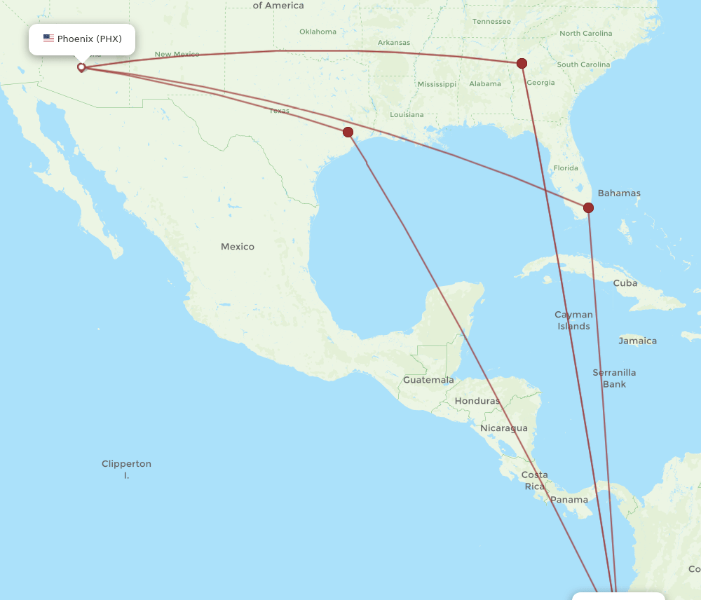 UIO-PHX flight routes