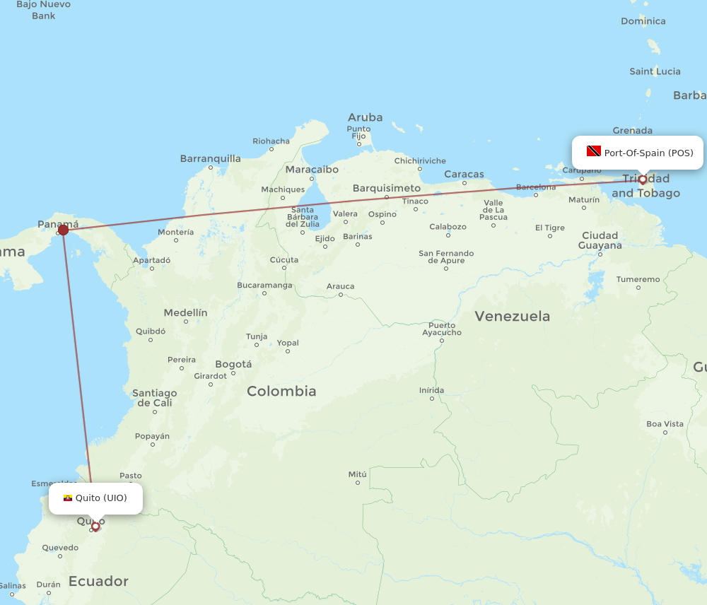 UIO-POS flight routes