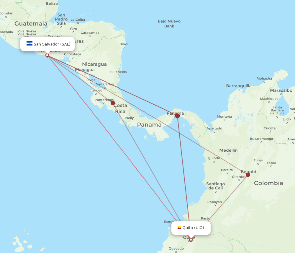 UIO-SAL flight routes